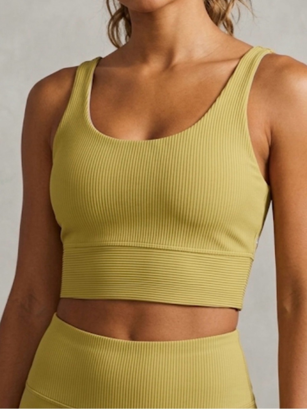 Year of Ours Ribbed Gym Sports Bra in Chartreuse Women’s Size L
